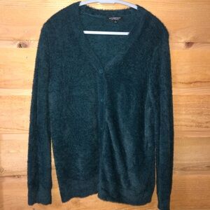 Liverpool LA  Dark teal fuzzy V Neck Cardigan viscose blend size SMALL